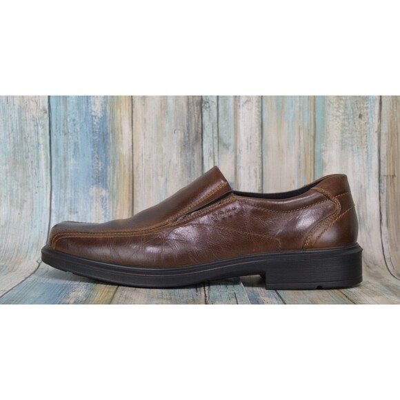 Ecco Helsinki Bike Toe Loafers Size 8/8.5 (42) Brown Leather Slip On Shoes